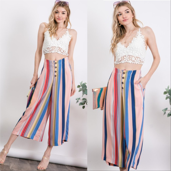 VIBRANT BOLD STRIPE PRINT PANTS - Picture 2 of 4